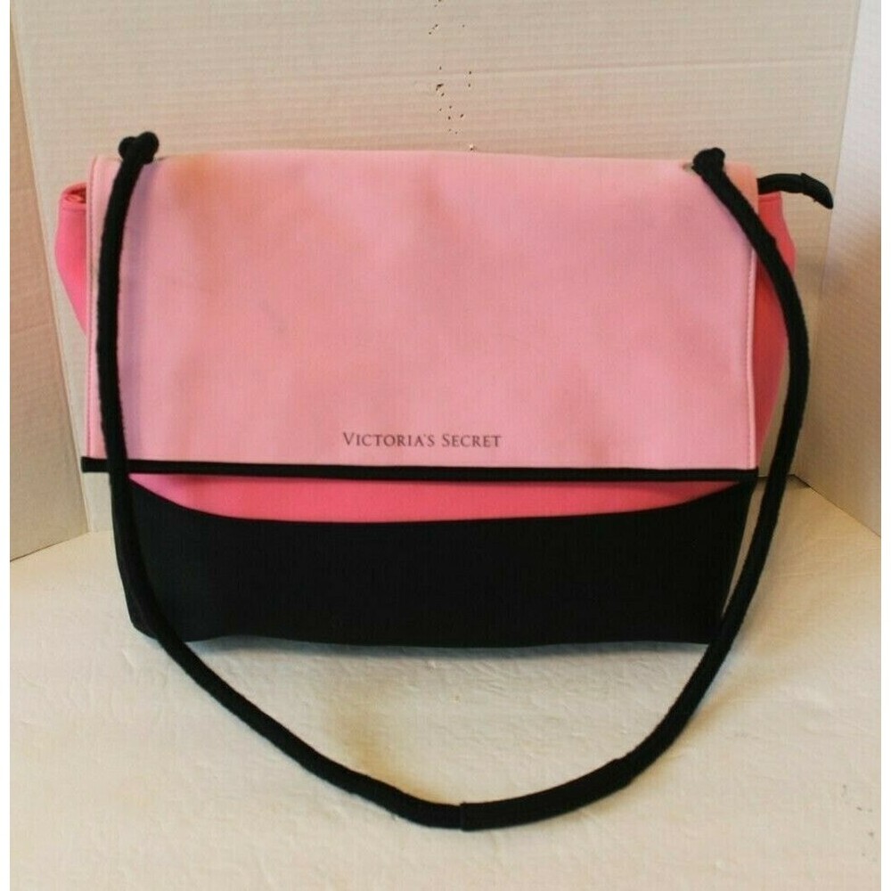 Victoria Secret Beach Tote Pink Black Insulated Shoulder Bag Large Cooler - Picture 2 of 8